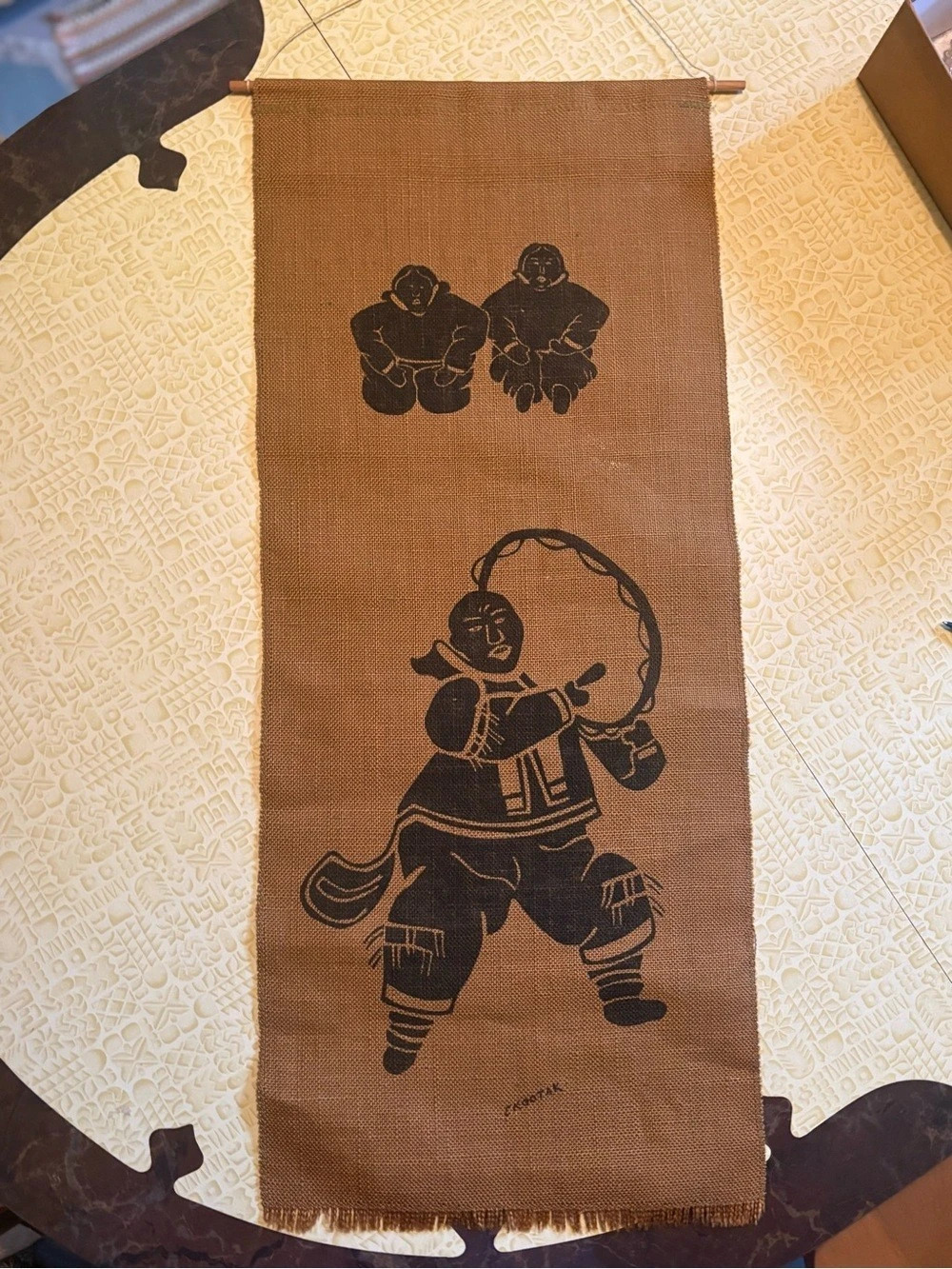Vintage Brown & Black Inuit Wall Hanging Decor